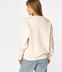 Bluza damska z haftowanym napisem SELINA 4582 WHITE ALYSSUM
