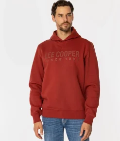 Bluza męska z kapturem i napisami ARIUS 4323 RED OCHRE