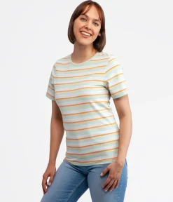 Dopasowany t-shirt w paski TELMA ORGANIC MUSKMELON