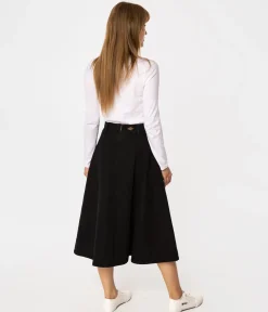 Jeansowa rozkloszowana spódnica NEMA 3084 BLACK