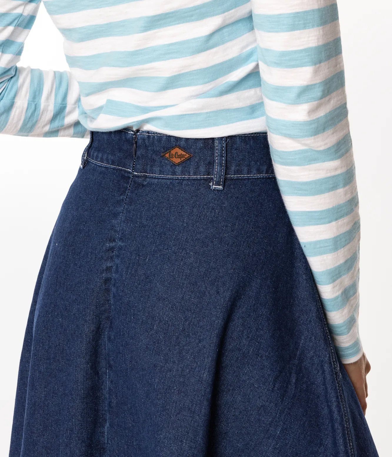 Jeansowa rozkloszowana spódnica NEMA 3084 BLUE BLACK