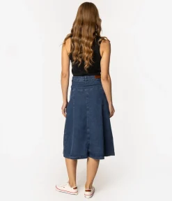 Jeansowa spódnica midi z guzikami IMELIA 2489 DOUBLE STONE