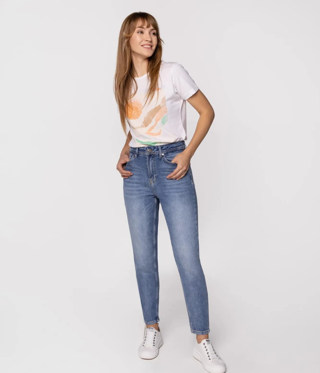 Jeansy damskie mom jeans MATEA 9840 BRUSHED USED