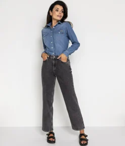 Jeansy damskie straight PARIS 9840 GREY STONE