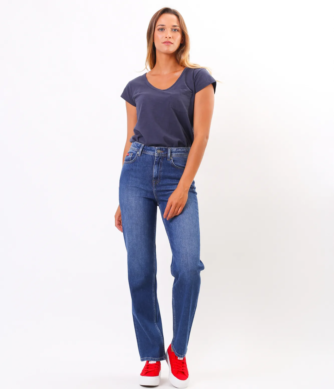 Jeansy damskie straight PARIS+ 1054 DARK BRUSHED