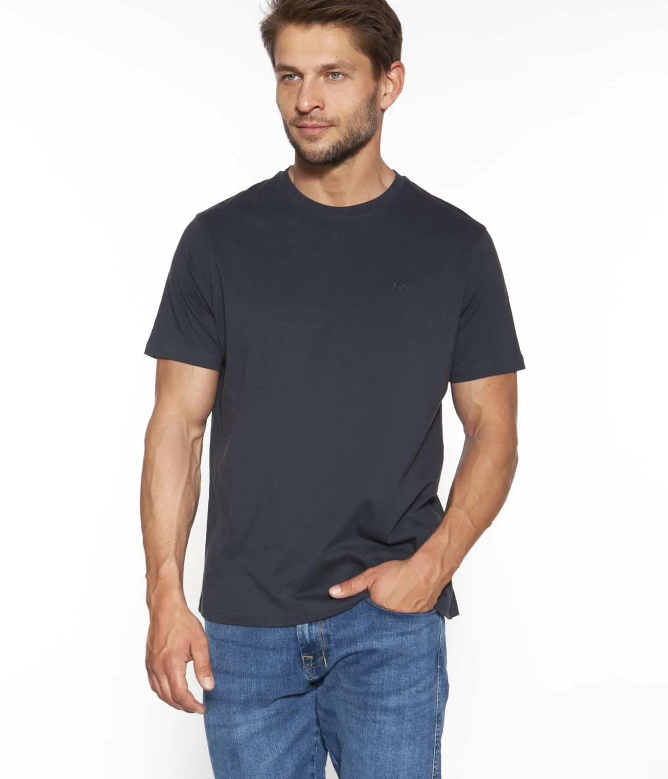 Klasyczny t-shirt z drobnym logo OBUTCH 3875 NAVY