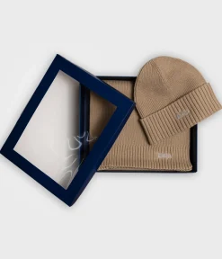 Komplet z kaszmirem unisex czapka zimowa i szalik 9011 WARM SAND