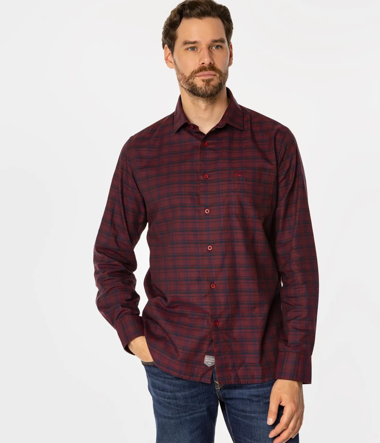 Koszula meska slim w kratę WINDSOR 18KZ DARK RED