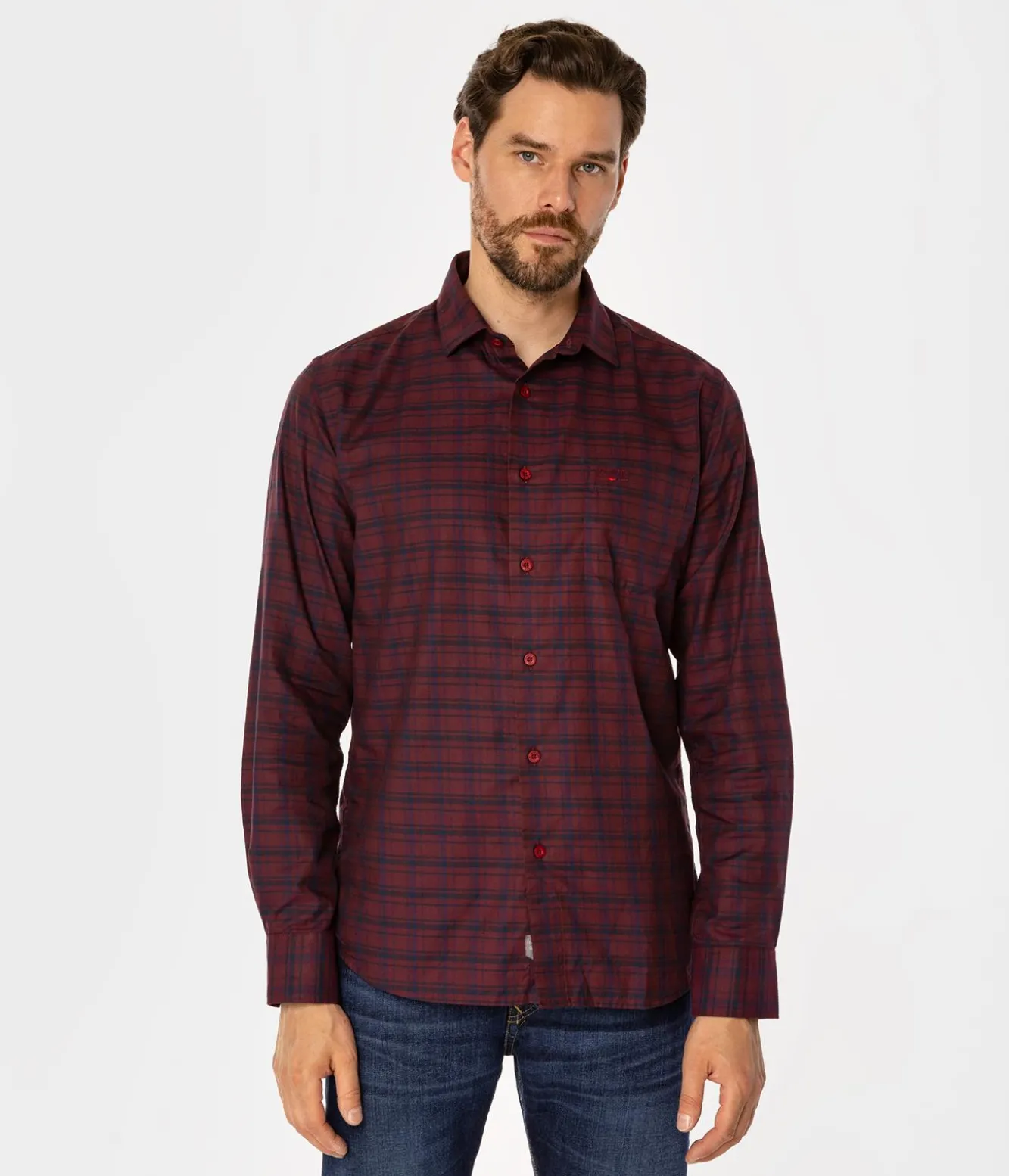 Koszula meska slim w kratę WINDSOR 18KZ DARK RED