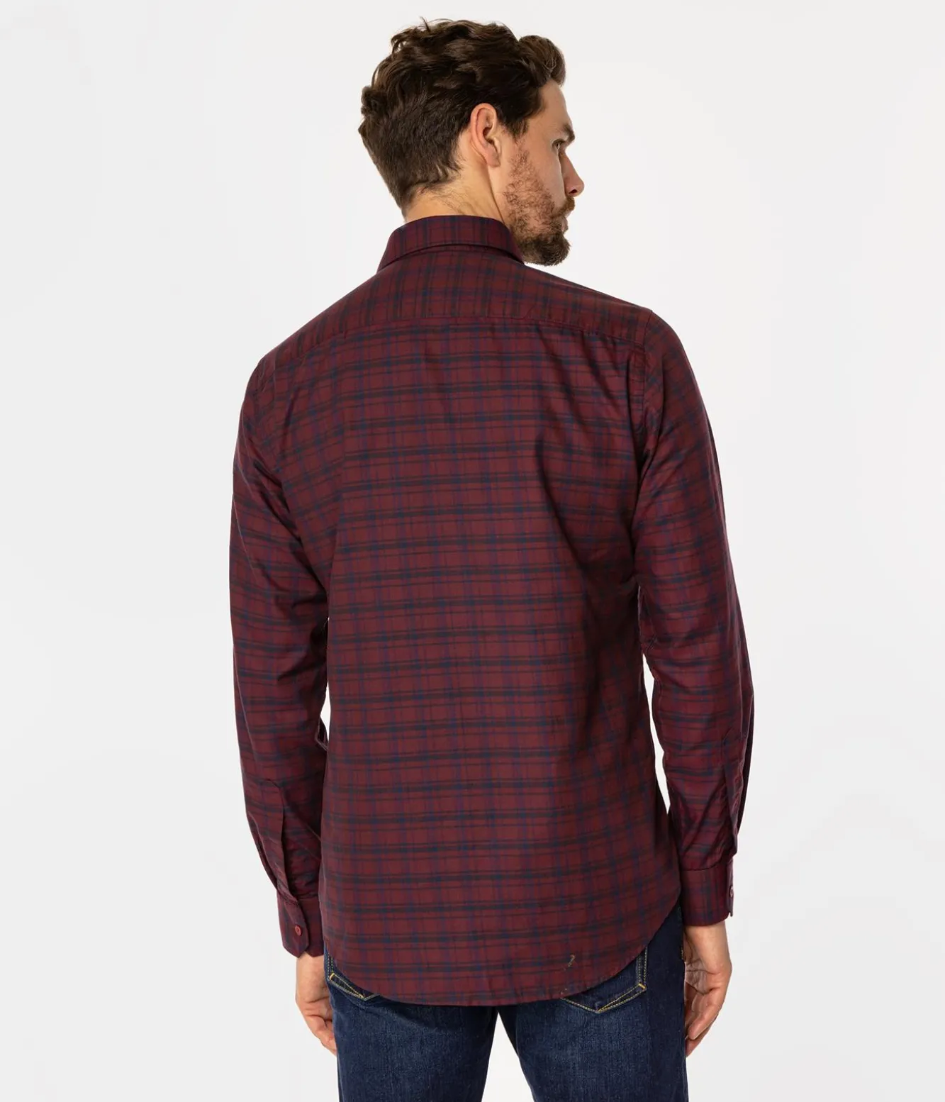 Koszula meska slim w kratę WINDSOR 18KZ DARK RED