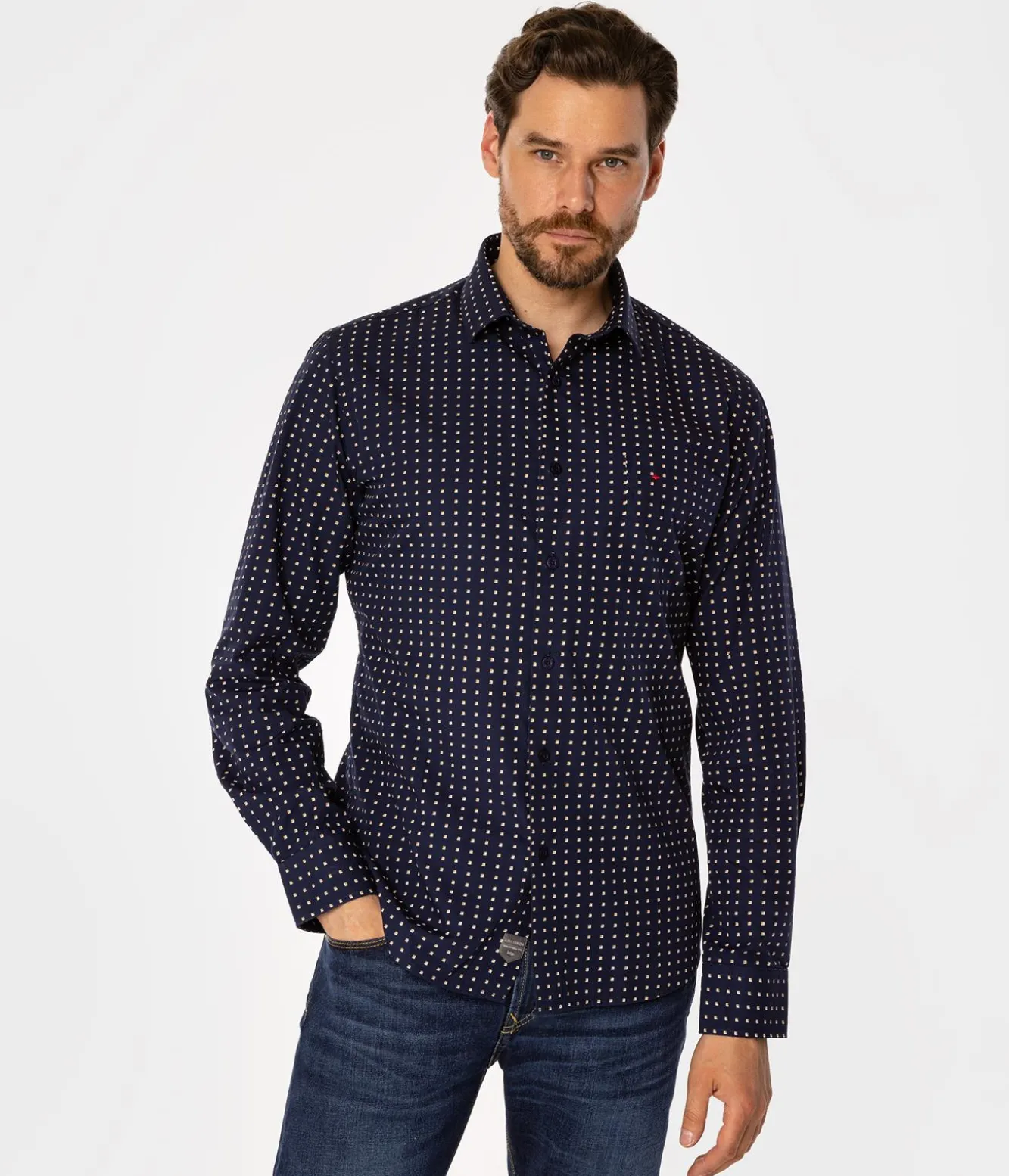 Koszula meska slim z mikroprintem WINDSOR 62MP NAVY