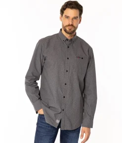 Koszula męska comfort w drobną kratkę NEW TENBY 36KZ GREY