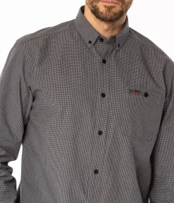 Koszula męska comfort w drobną kratkę NEW TENBY 36KZ GREY