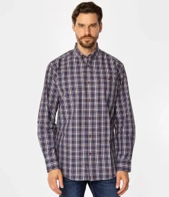 Koszula męska comfort w kratę NEW TENBY 33KZ BROWN