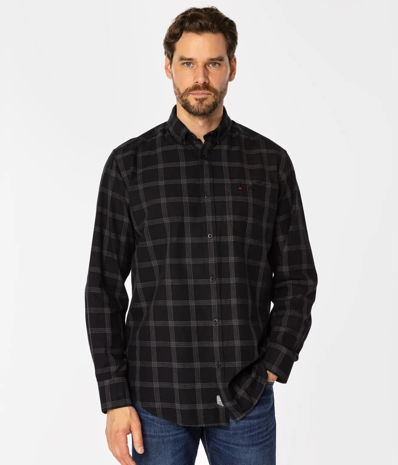 Koszula męska comfort w kratę NEW TENBY 12KZ BLACK