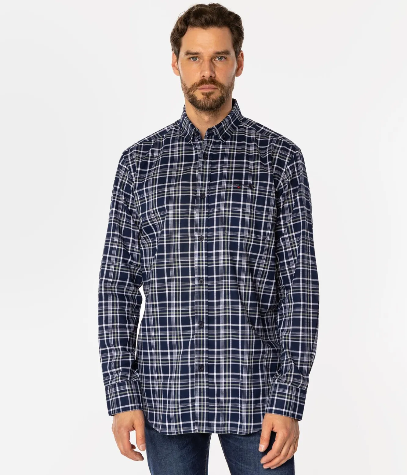 Koszula męska comfort w kratę NEW TENBY 16KZ NAVY