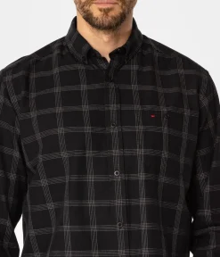 Koszula męska comfort w kratę NEW TENBY 12KZ BLACK