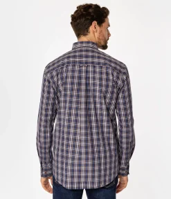 Koszula męska comfort w kratę NEW TENBY 33KZ BROWN