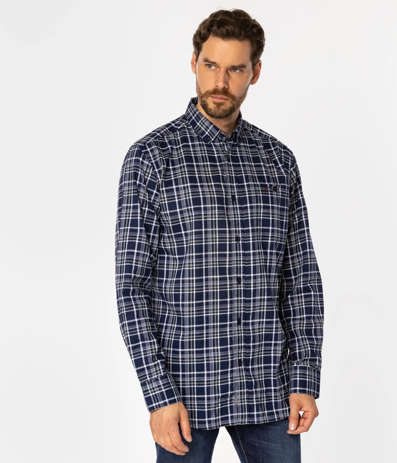 Koszula męska comfort w kratę NEW TENBY 16KZ NAVY