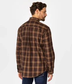 Koszula męska comfort w kratę NEW TENBY 10KZ BROWN