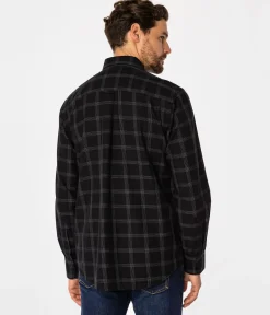Koszula męska comfort w kratę NEW TENBY 12KZ BLACK
