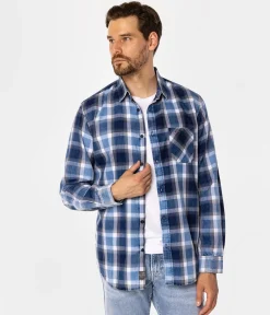 Koszula męska regular w kratę SCOTT 5736 BLUE INDIGO