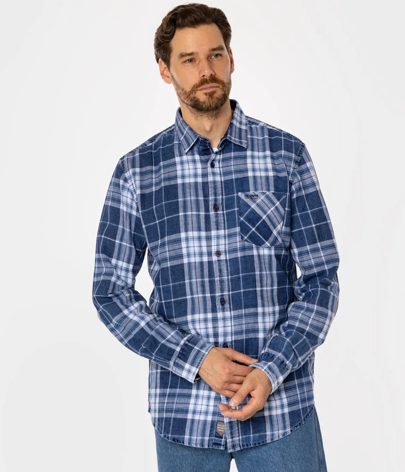 Koszula męska regular w kratę SCOTT 5735 NAVY INDIGO