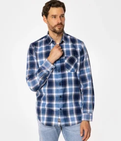Koszula męska regular w kratę SCOTT 5736 BLUE INDIGO