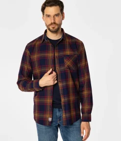 Koszula męska regular w kratę SCOTT 5708 OCHRE INDIGO