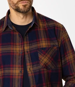 Koszula męska regular w kratę SCOTT 5708 OCHRE INDIGO