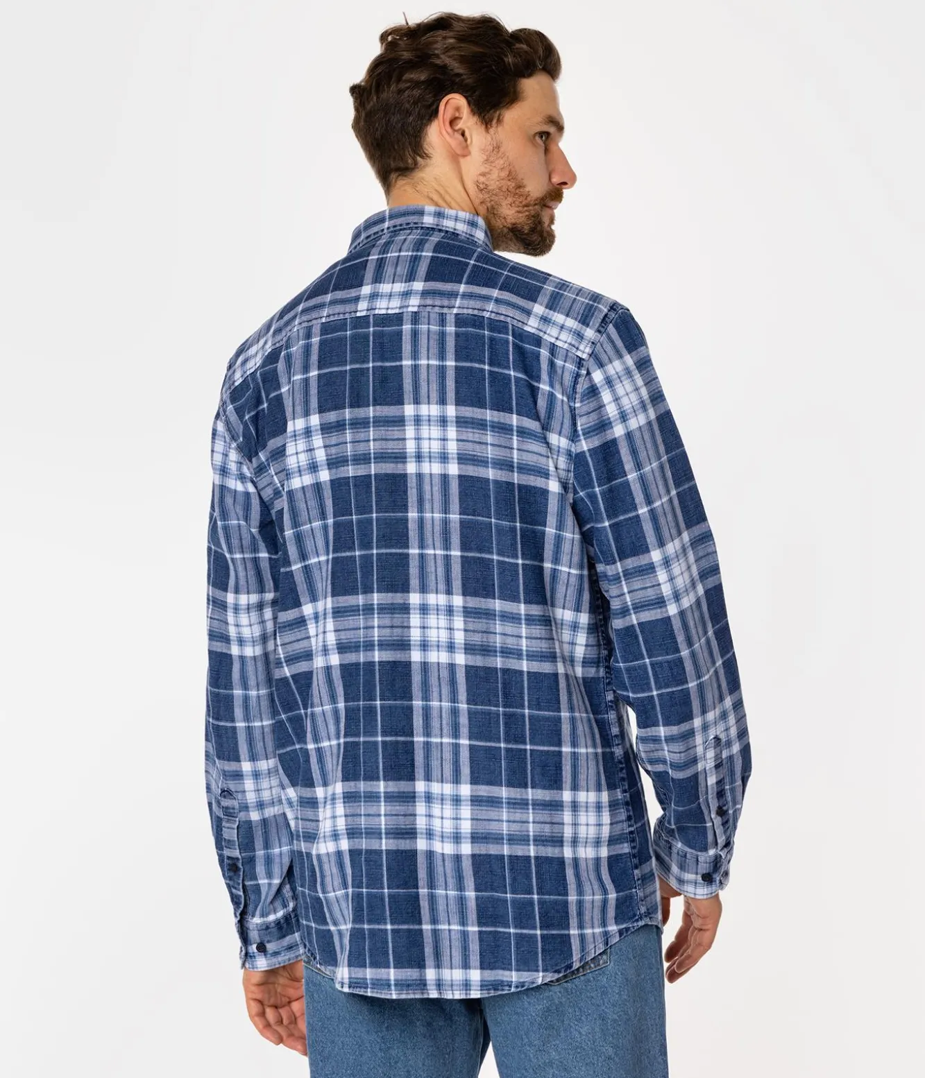 Koszula męska regular w kratę SCOTT 5735 NAVY INDIGO