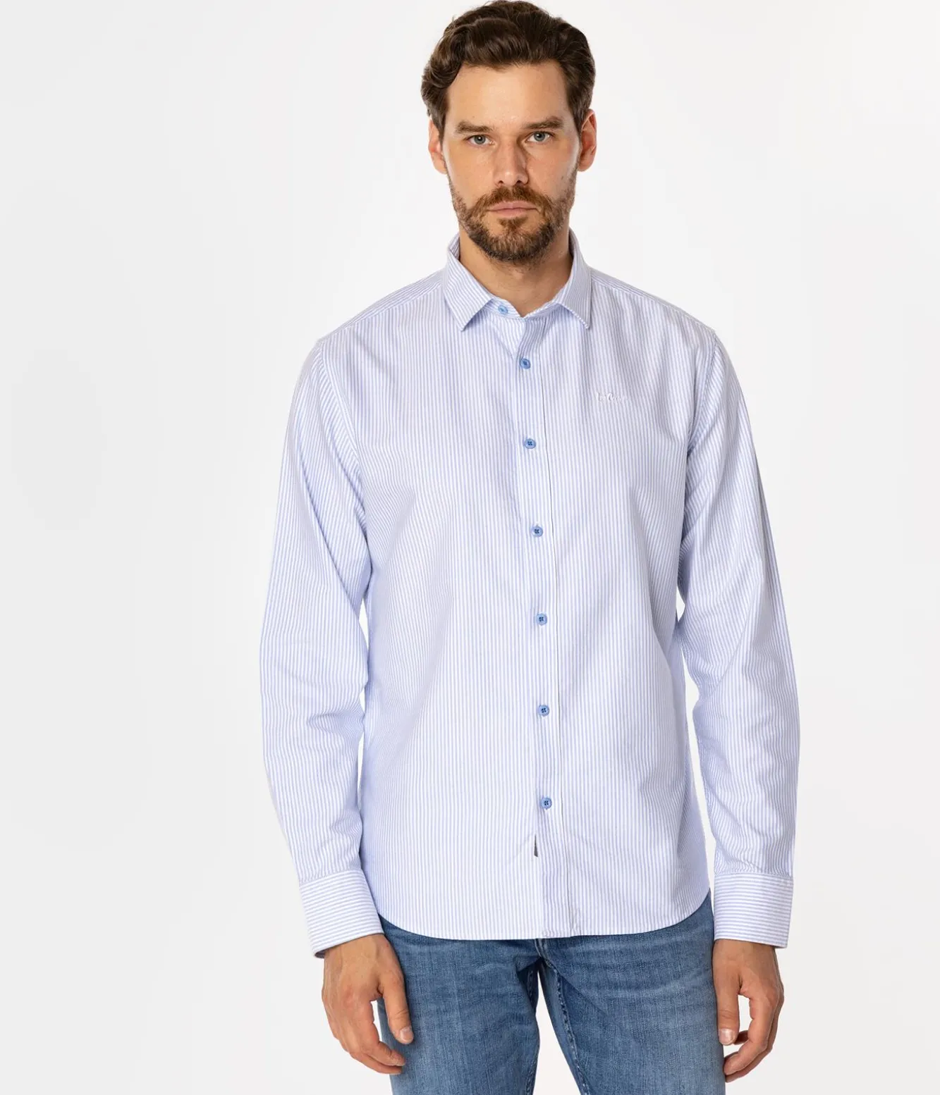 Koszula męska slim w paski LIAM OXFORD BLUE STRIPES