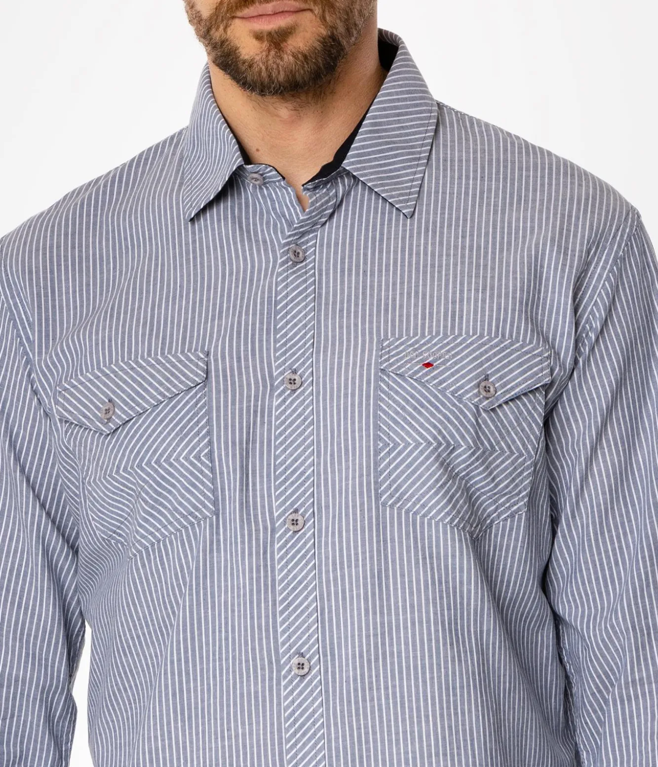 Koszula męska slim w pionowe paski MALT 44PZ BLUE