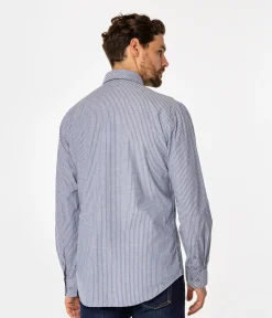 Koszula męska slim w pionowe paski MALT 44PZ BLUE