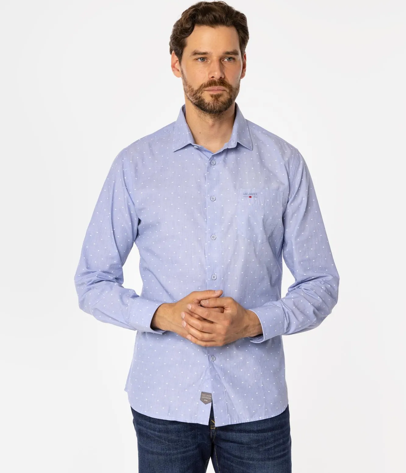 Koszula męska slim z mikroprintem WINDSOR 41MP BLUE