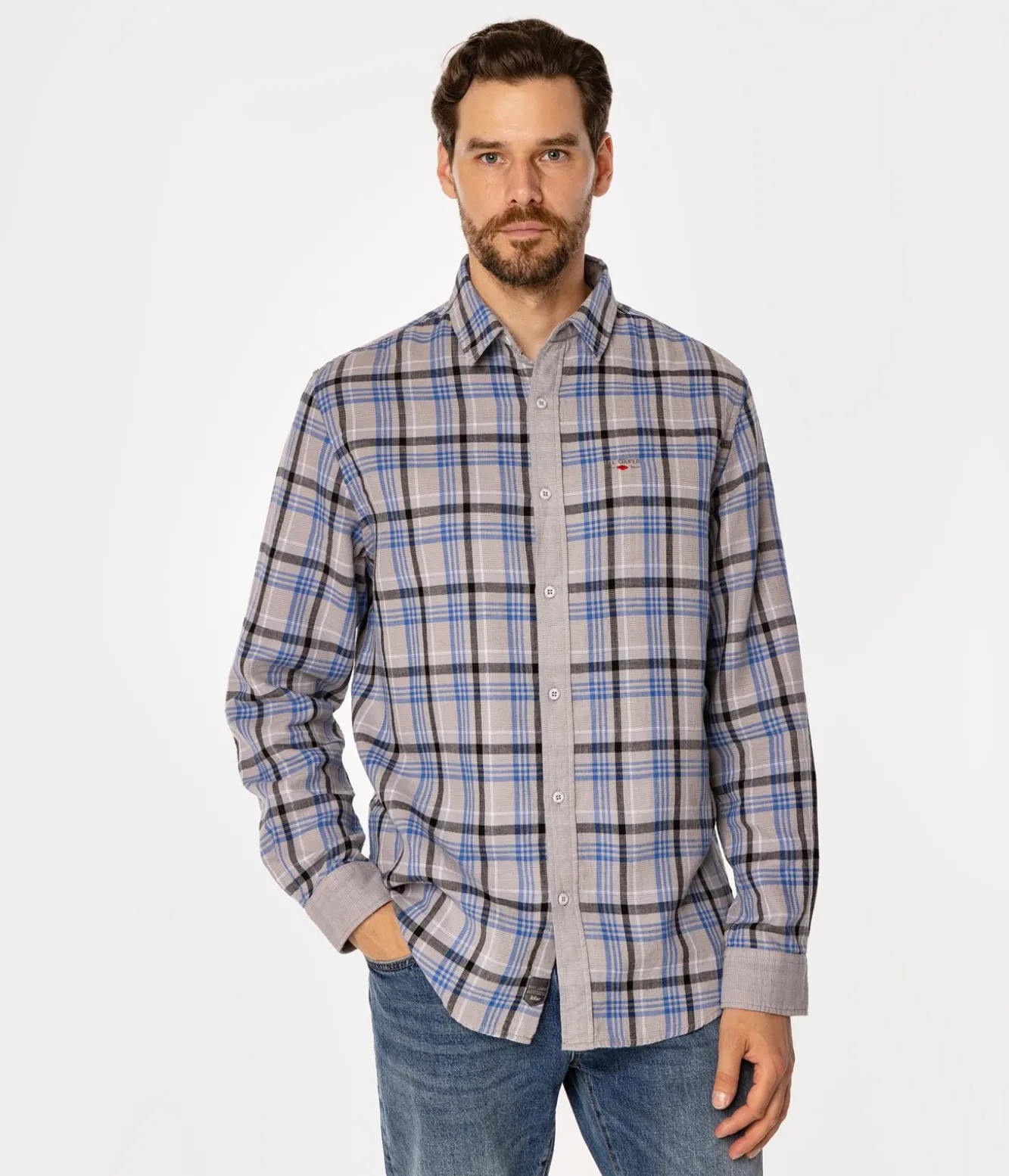 Koszula regular w kratę WAYNE 9310 GREY
