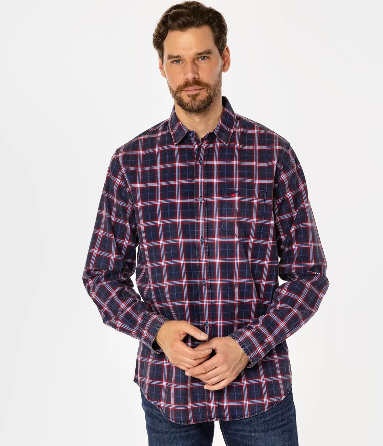 Koszula regular w kratę WILL 9307 NAVY INDIGO