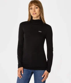 Longsleeve damski z golfem HOPE 6040 BLACK