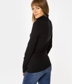 Longsleeve damski z golfem HOPE 6040 BLACK