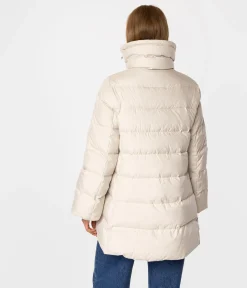 Puchowa kurtka damska z odpinanym kapturem MONICA 4402 BEIGE