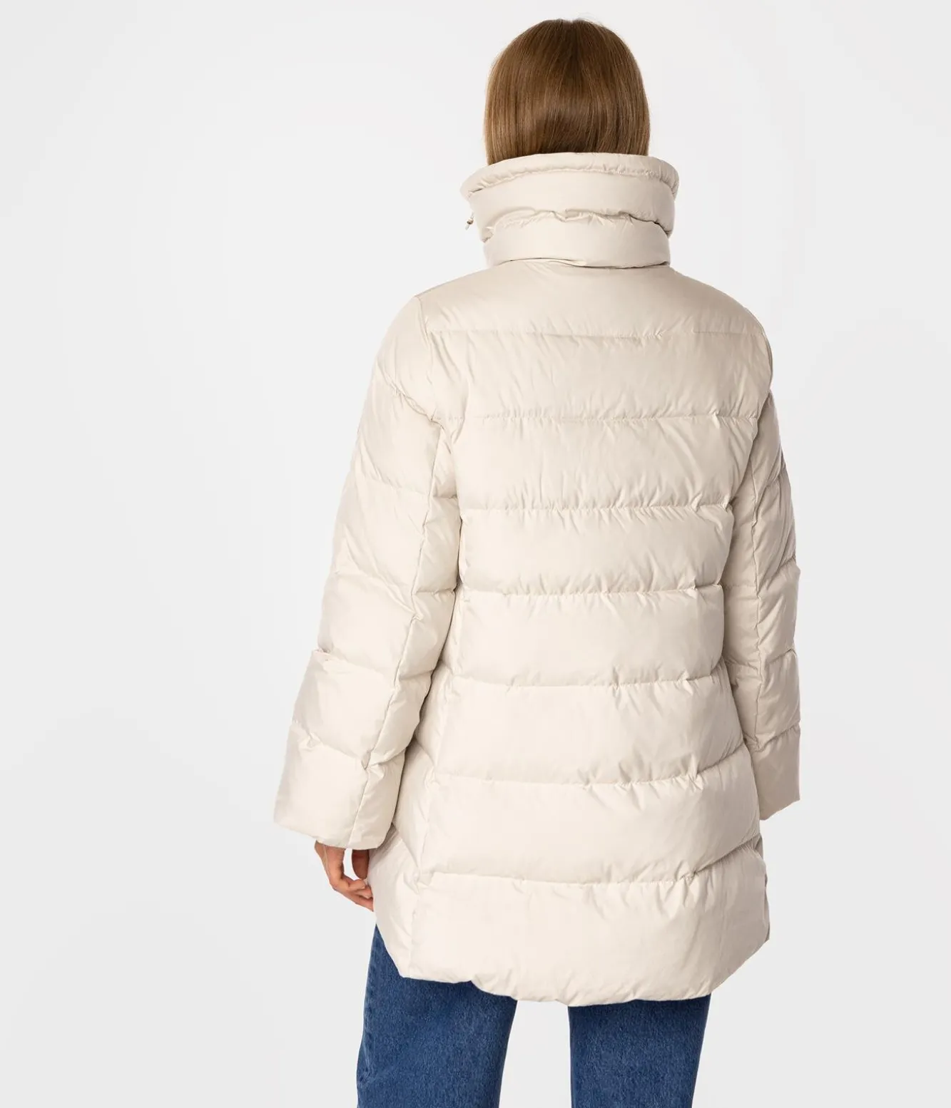 Puchowa kurtka damska z odpinanym kapturem MONICA 4402 BEIGE