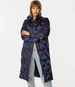 Puchowa kurtka damska z odpinanym kapturem MIRANDA 4617 DRESS BLUE
