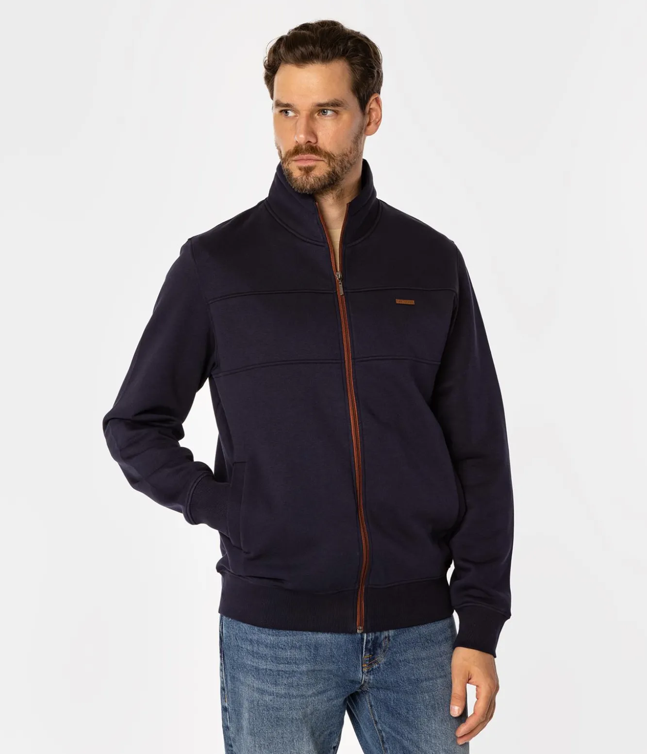 Rozpinana bluza męska ze stójką ZEYNER 4311 NAVY BLAZER