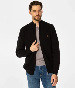 Rozpinany sweter męski ze stójką LEMIR 9103 CAVIAR