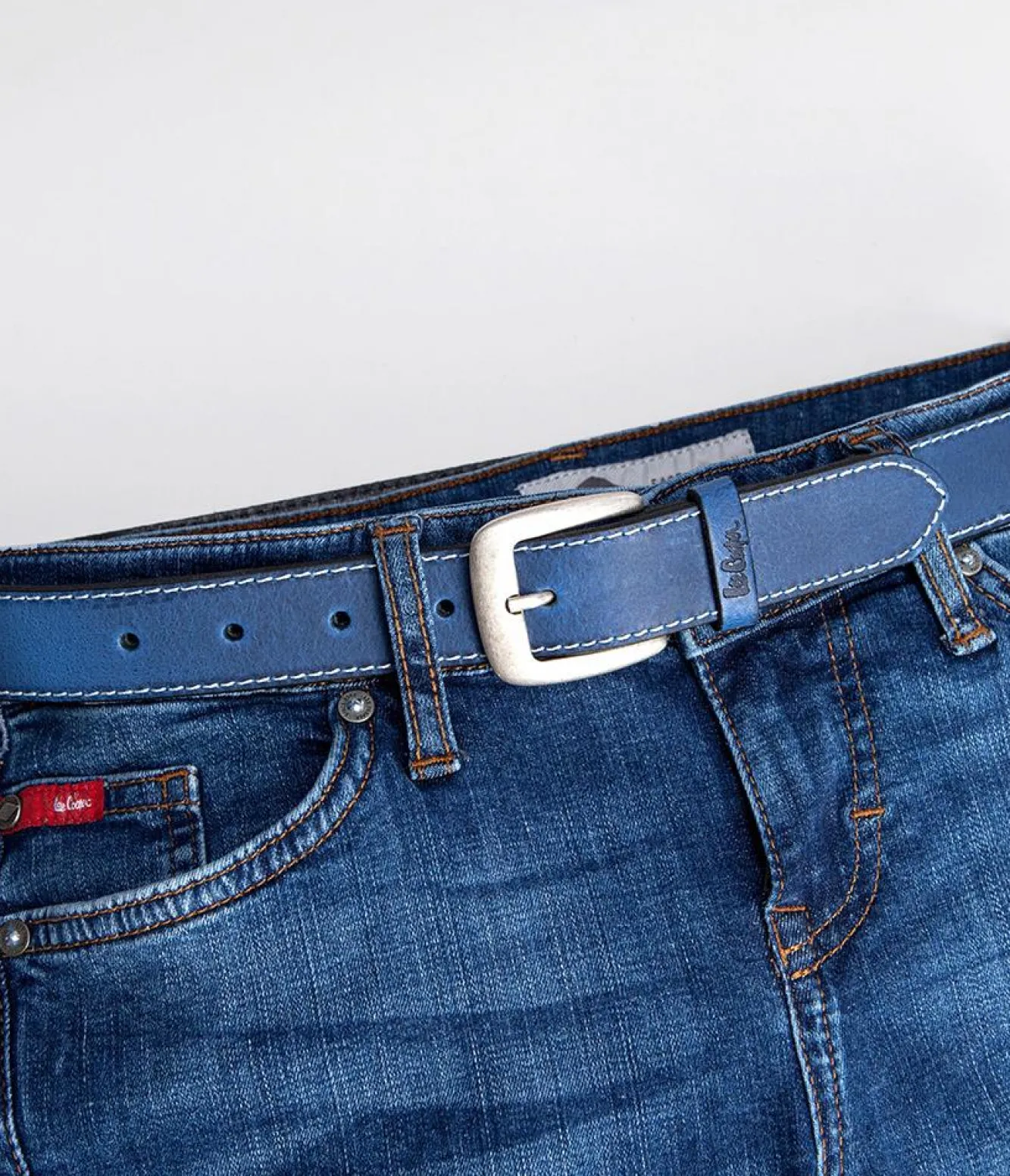 Skórzany pasek LCJ111 BLUE