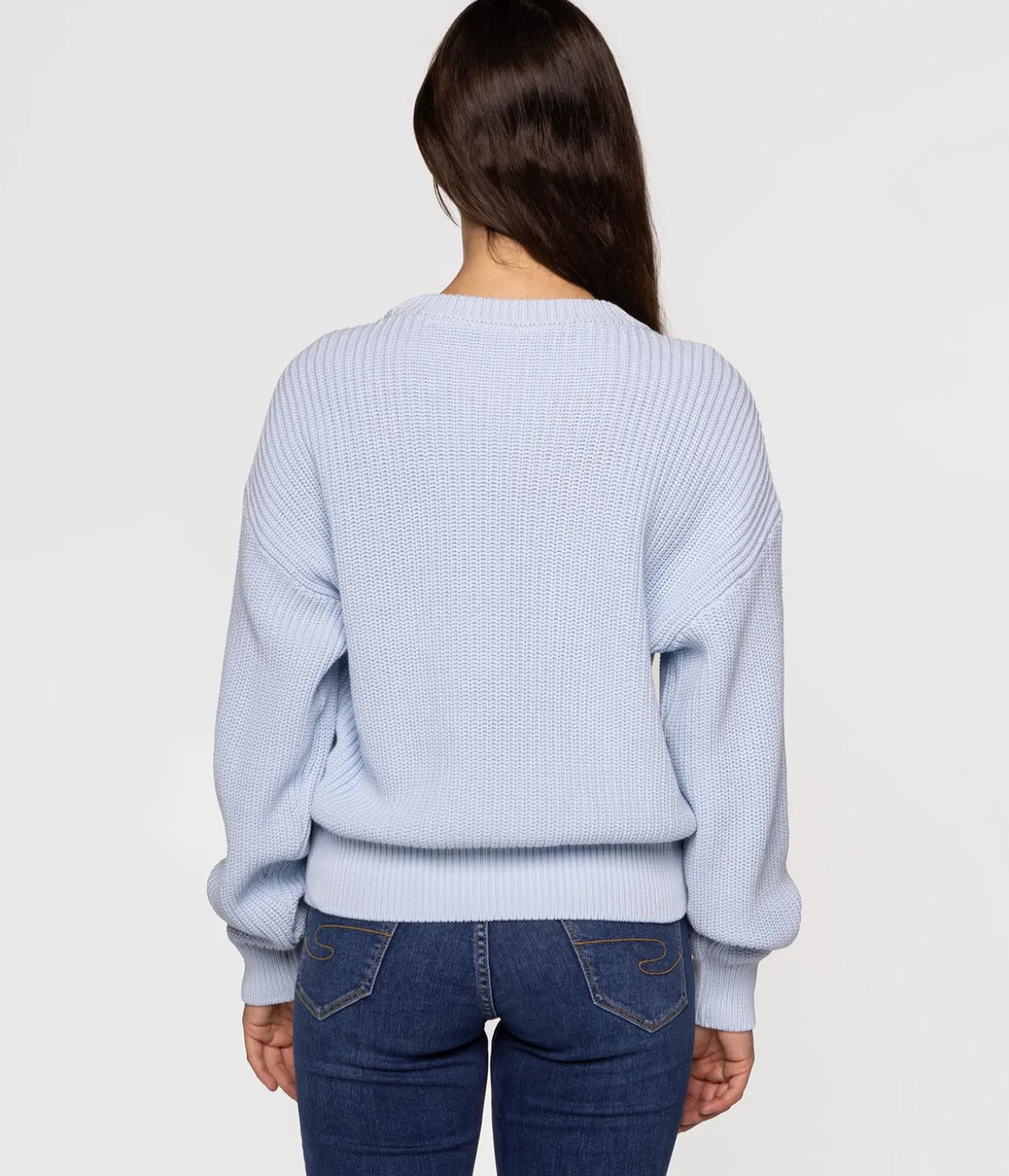 Sweter damski z bawełny organicznej YANA ORGANIC LIGHT BLUE