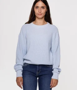 Sweter damski z bawełny organicznej YANA ORGANIC LIGHT BLUE