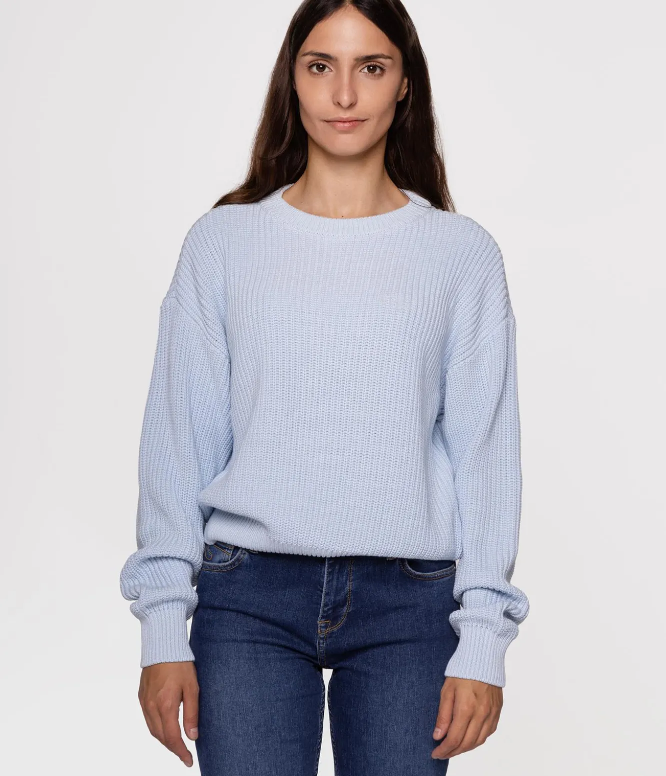 Sweter damski z bawełny organicznej YANA ORGANIC LIGHT BLUE
