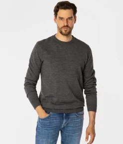Sweter męski regular z wełną merino LOKI MERA GREY MELANGE