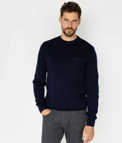 Sweter męski regular z wełną merino LOKI MERA NAVY